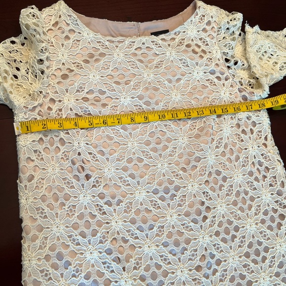 JAX (Black Label) – Cream/Off White Over Tan Crochet Lace Overlay Special Dress - Picture 10 of 17
